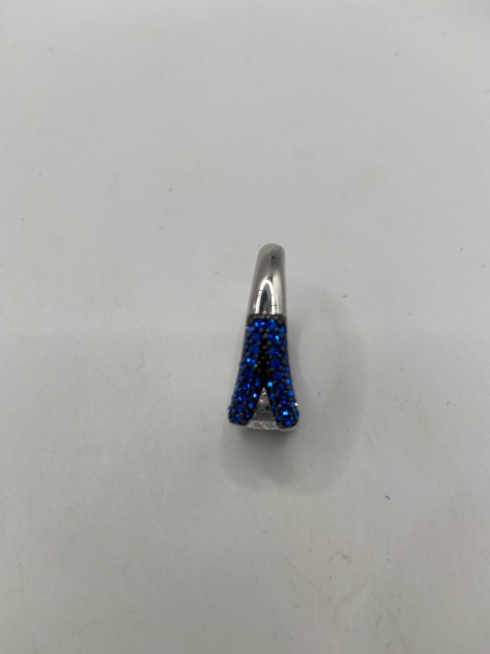 Real Collectibles Silver Radiant Cut Simulated Diamond Blue Sapphire Ring Size 8 - Picture 7 of 8